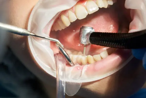Dentist performing a professional root canal or pulp capping procedure in Bakersfield clinic.